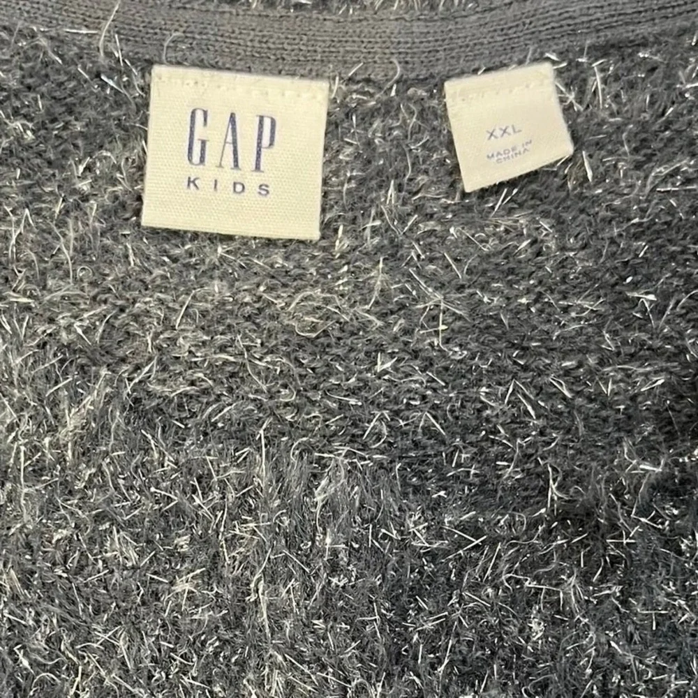 Gap Kids XXL Black Silver Metallic Tinsel Holiday Sweater Y2K Party
